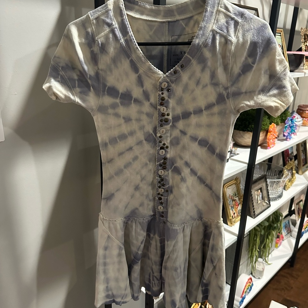 We The Free Tie-Dye Mini Dress - Blue and White